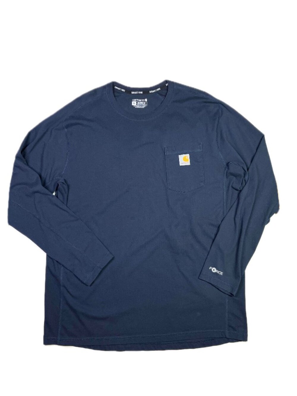 Carhartt Force Men's XL Relaxed Fit Midweight Long-Sleeve Pocket T-Shirt Navy